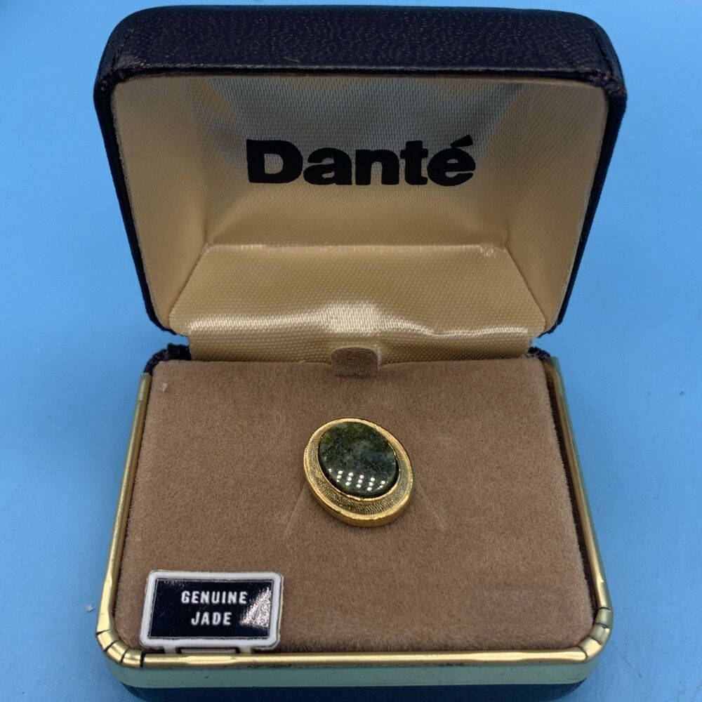 Vintage 1970's Dante Genuine Jade Tie Pin (Y-3)